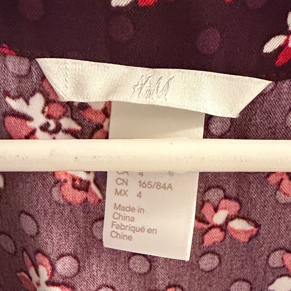 H&M Plum Floral Blouse with Pink and White Flowers